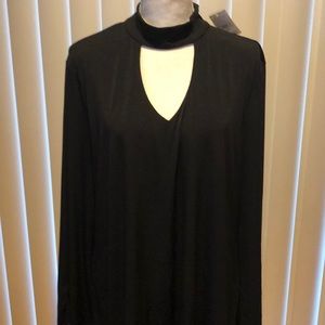 NWT Cato Black Knit Top Keyhole Neck Size XL Bell Sleeve